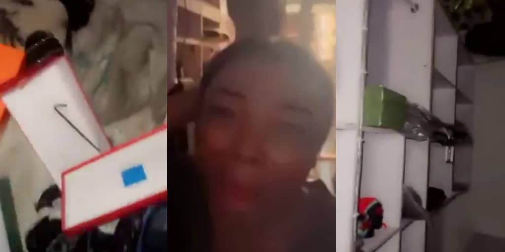 Businesswoman cries as NAFDAC officials steal clothes and shoes in her boutique during raid