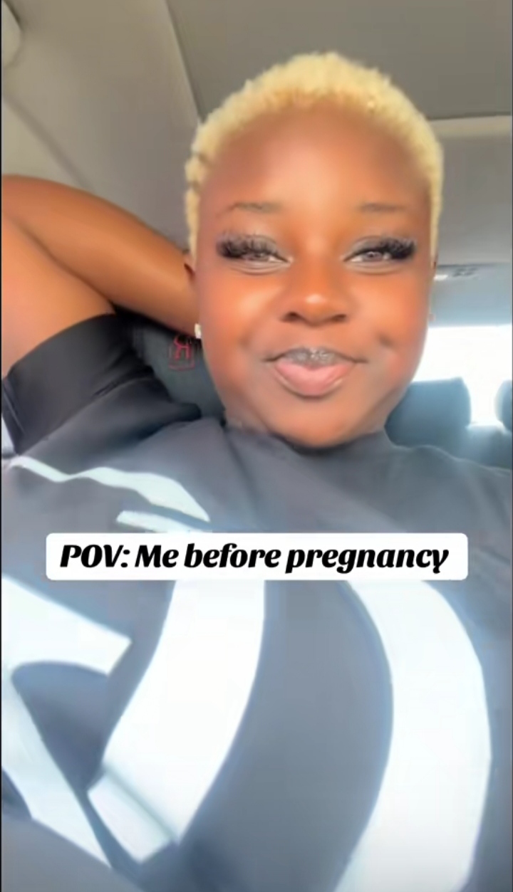 Lady sparks reactions with her pregnancy transformation