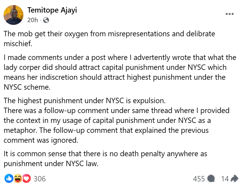 "I never demanded death penalty for NYSC member who criticized Tinubu" - Presidential aide denies