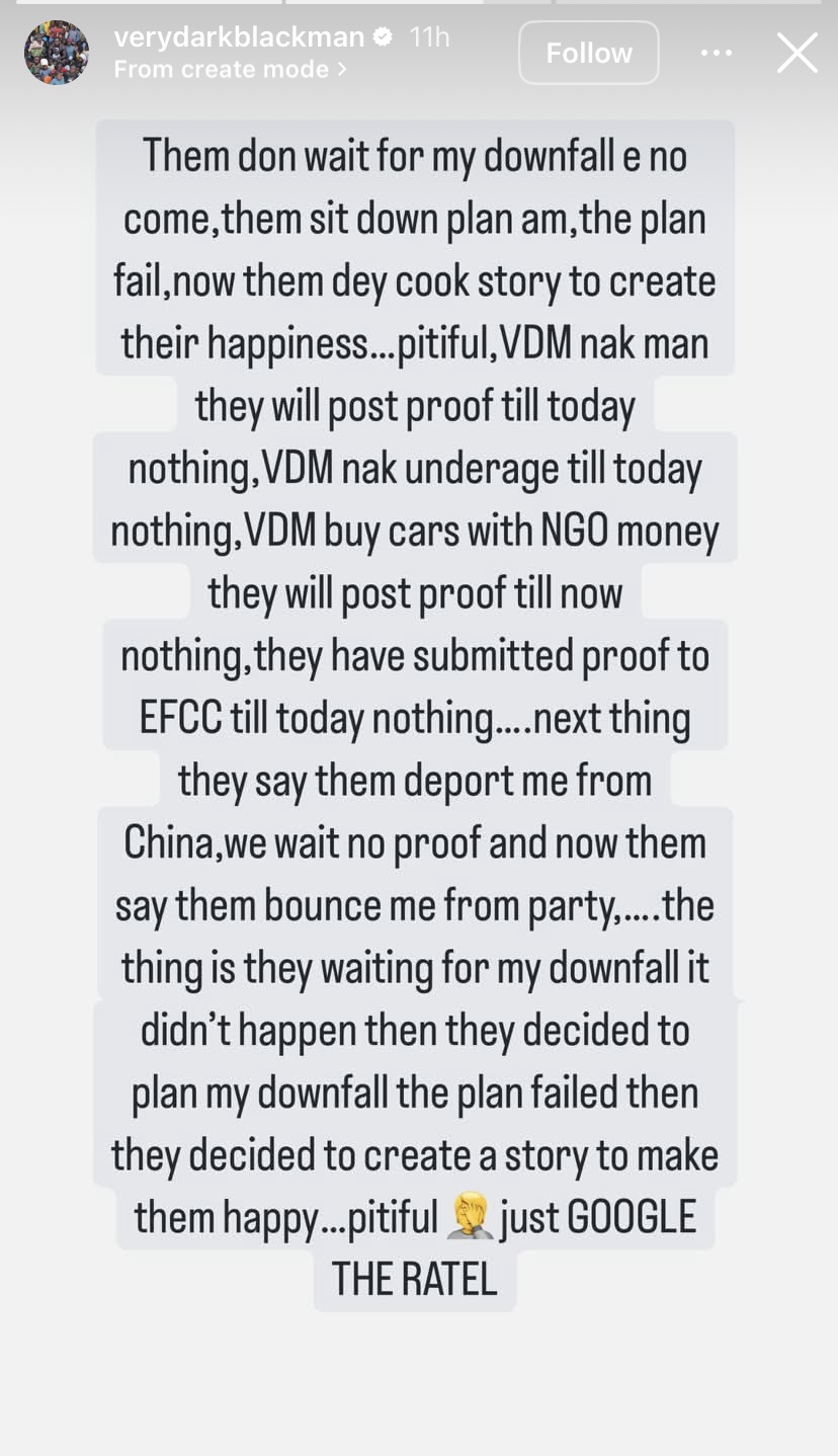 Verydarkman breaks silence amid viral claims of being bounced from Obi Cubana’s birthday party and china deportation