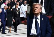 Trump dragged for allegedly breaking dress code at Pope Francis' funeral